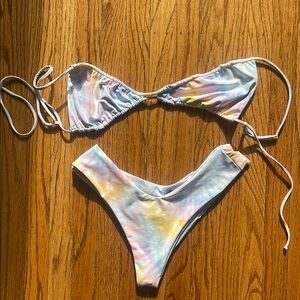 Skatie Blue and Pink Bikini Set Modern Swimwear